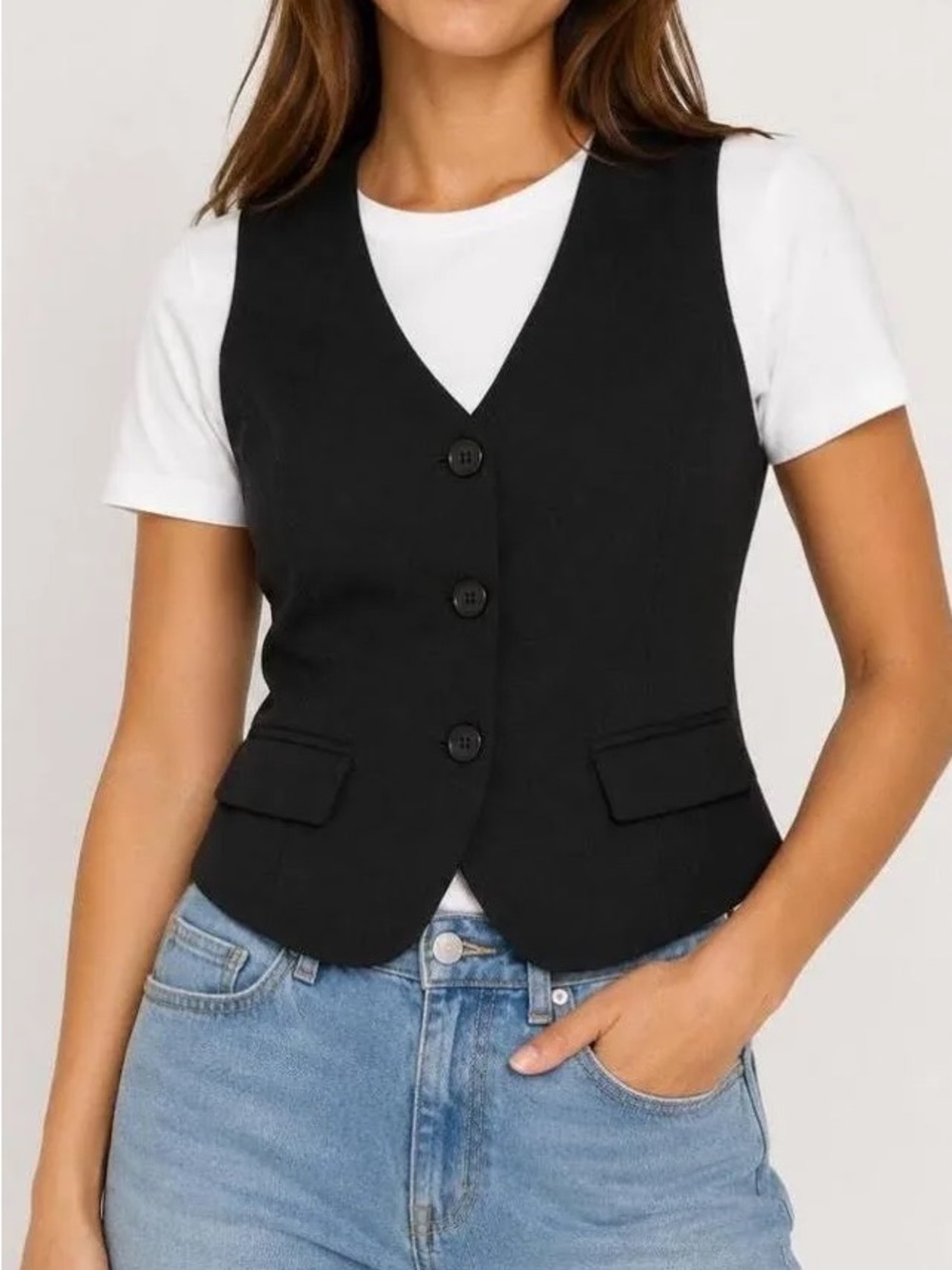 Target A New Day Black Button Front Vest NWT